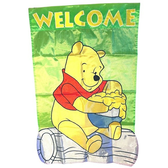 VTG Disney 1998 Pooh 100 Acre Collection Embroidered 100% Nylon Yard Flag 43x27 - Picture 2 of 9